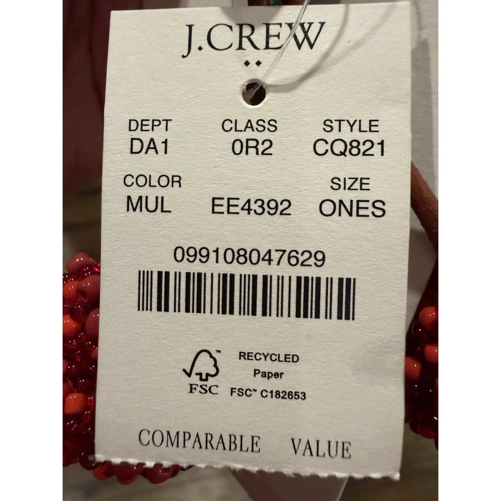 J.Crew Factory Beaded Cherry Bag Charm Keychain Red Green Multi-Color CQ821 New